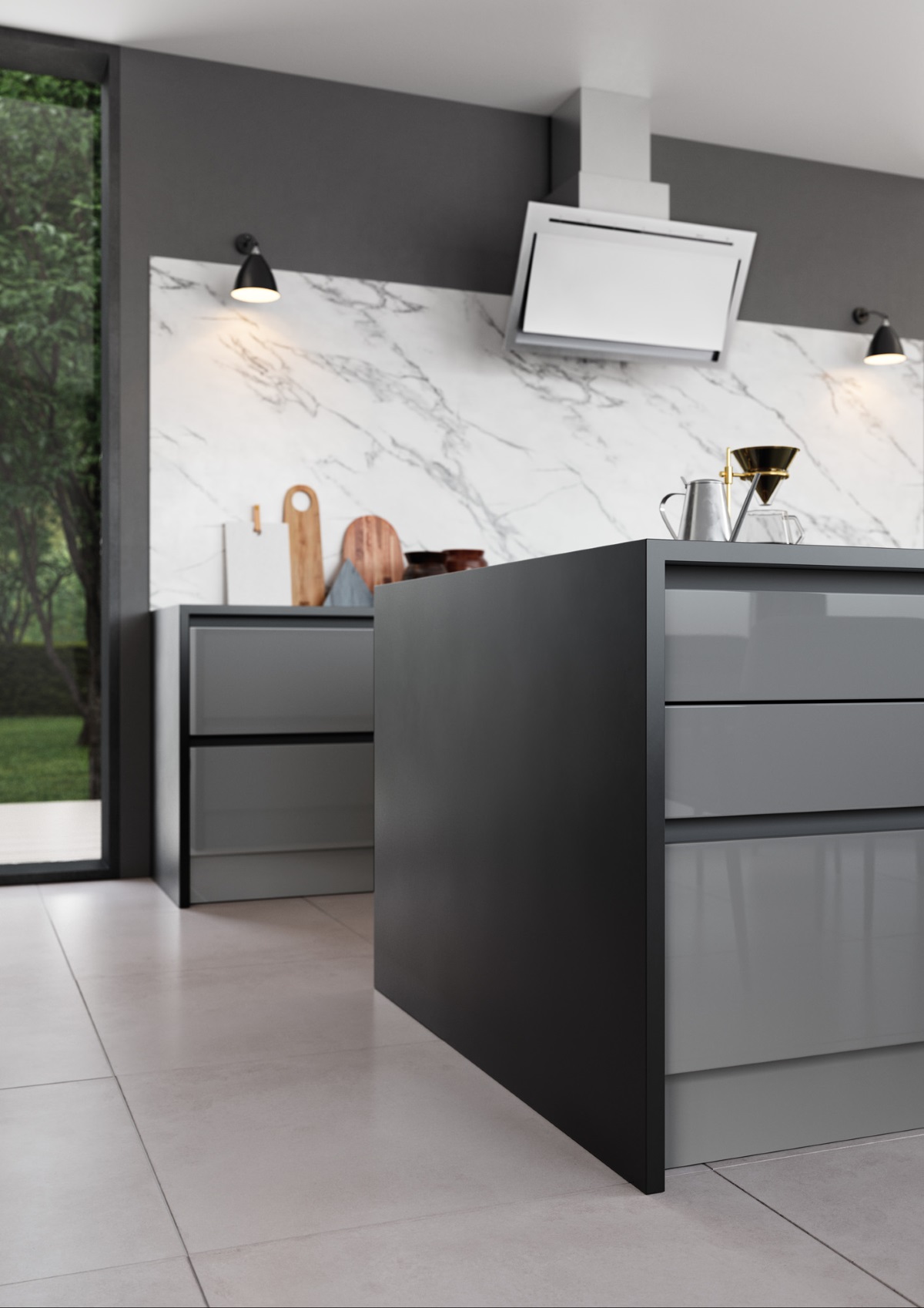 Zola Gloss Dust Grey and Tavola Anthracite
